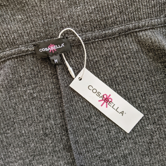 Cosabella Cadenza Robe Open Front Shawl Collar Cotton Mid-Thigh Charcoal M NWT - Picture 10 of 12